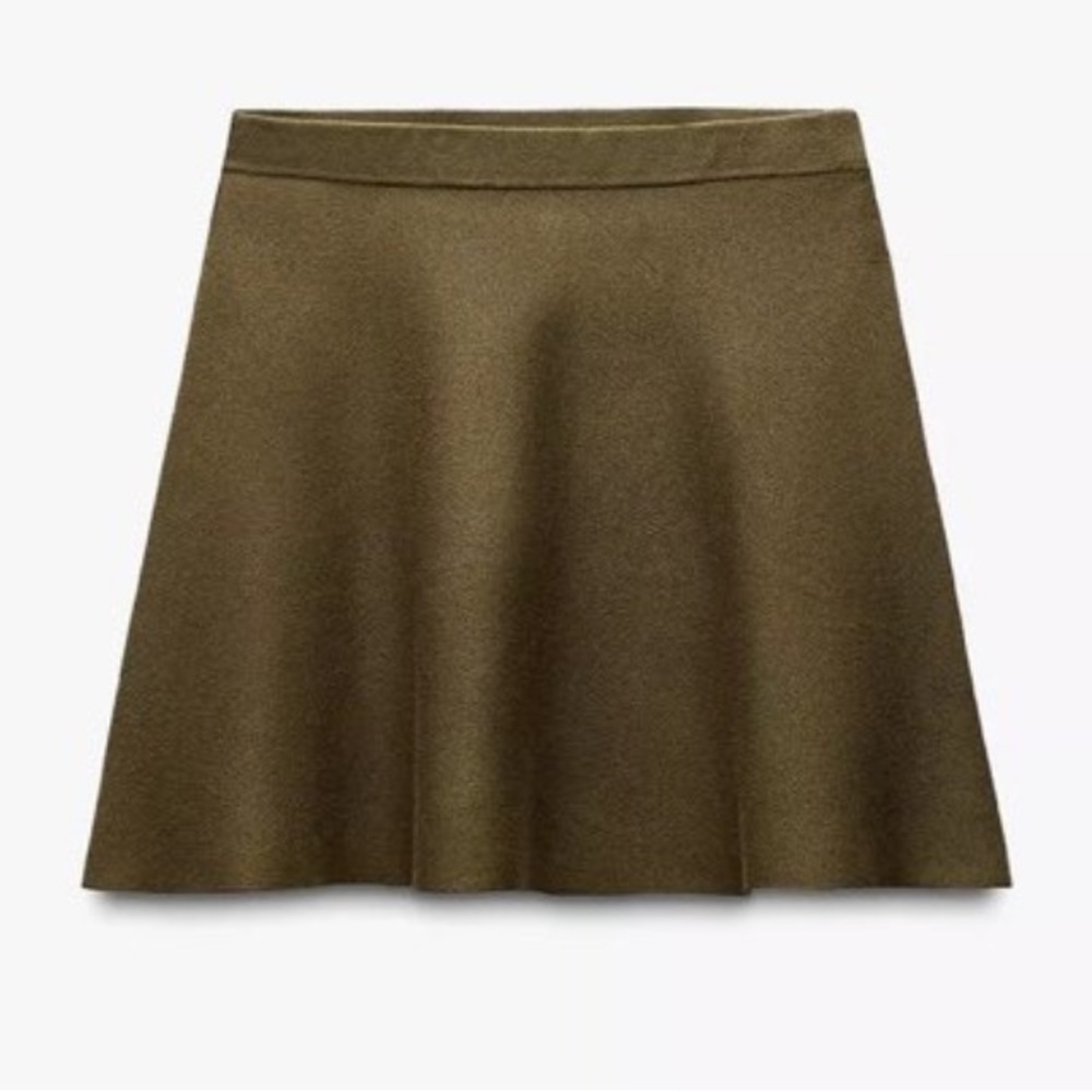 New Zara Army Green Knit Mini Skirt
